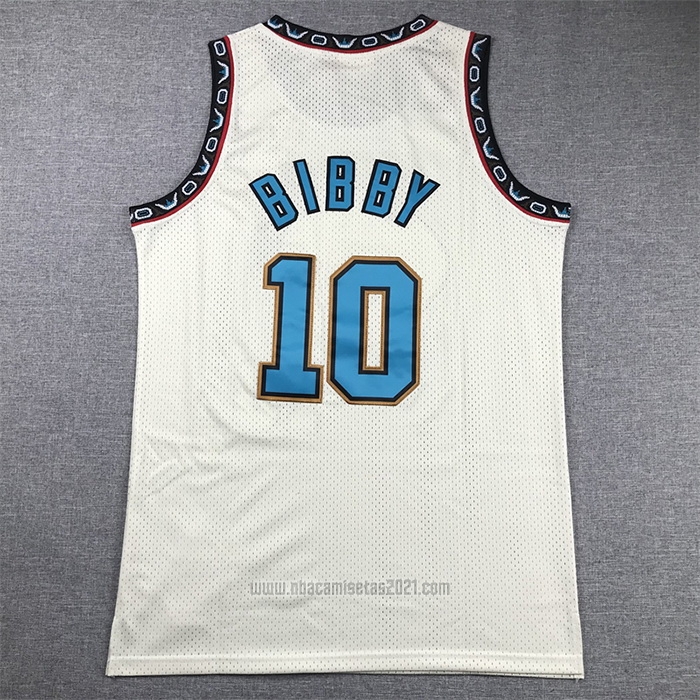 Camiseta Memphis Grizzlies Mike Bibby #10 Mitchell & Ness Chainstitch Crema
